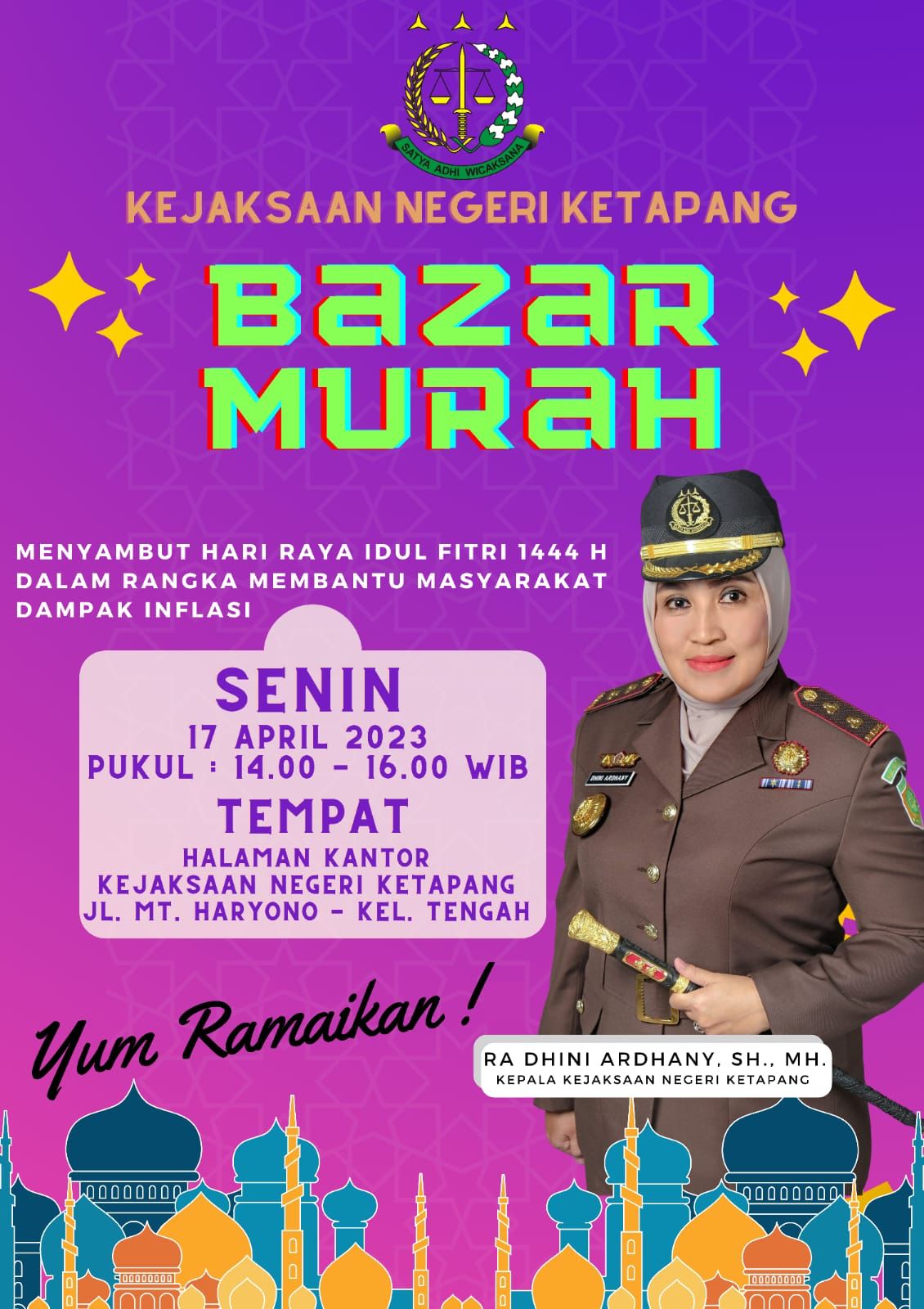 KabarKetapang - Kejaksaan Negeri (Kejari) Ketapang akan menggelar bazar murah guna membantu masyarakat terdampak inflasi menyambut hari raya Idul Fitri 1444 Hijriah.